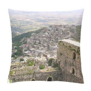 Personality  View From The Krak Des Chevaliers, Crusaders Fortress, Syria Pillow Covers