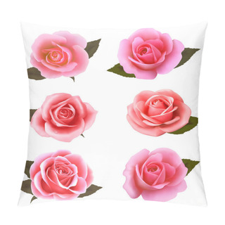 Personality  Set Of Beautiful Pink Roses. Vector. Pillow Covers