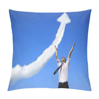Personality  Success Businessman With Business Growing Graph Cloud Pillow Covers