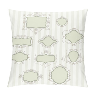 Personality  Set Of Retro Frames With Lines On Striped Background Pillow Covers