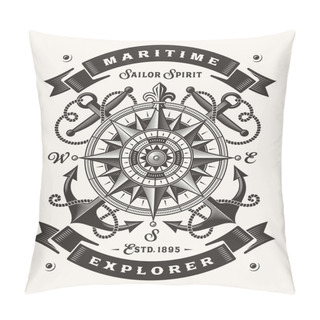Personality  Vintage Maritime Explorer Typography (One Color) Pillow Covers