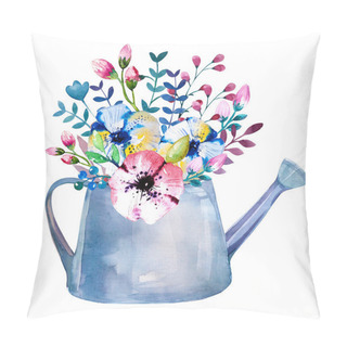Personality  Watercolor Bouquets Of Flowers In Pot. Rustic Floral Set Pillow Covers