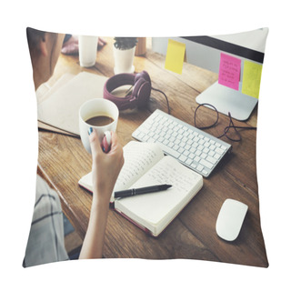 Personality  Woman Working With Computer Pillow Covers
