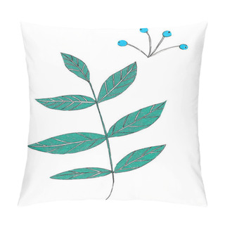Personality  Hand Drawing Markers Leaves Of A Plant Green On Branch Pillow Covers