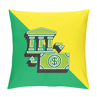 Personality  Bank Green And Yellow Modern 3d Vector Icon Logo Pillow Covers