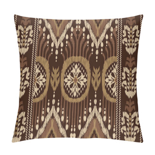 Personality  African Ikat Paisley Embroidery On Brown Background.geometric Ethnic Oriental Seamless Pattern Traditional.Aztec Style Abstract Vector.design For Texture,fabric,clothing,wrapping,decoration,carpet. Pillow Covers