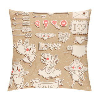 Personality  Cupids, Arrows, Hearts And Other Vintage Elements Pillow Covers