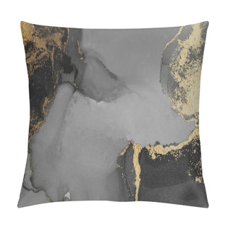 Personality  Dark Gold Abstract Background Of Marble Liquid Ink Art Painting On Paper . Pillow Covers