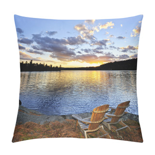 Personality  Wooden Chairs At Sunset On Beach Pillow Covers
