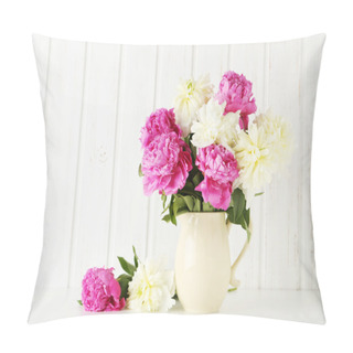Personality  Bouquet Of Pink And White Peony Flowers Pillow Covers