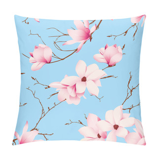 Personality  Skies And Magnolia Flowers Seamless Vector Pattern Pillow Covers