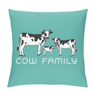 Personality  Vector Of Cows Family On Blue Background. Farm. Animal. Easy Edi Pillow Covers