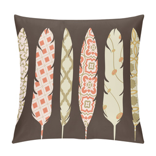 Personality  Set Of Ornate Feather Silhouettes Pillow Covers