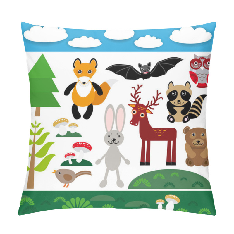 Personality  Funny Set Of Cute Wild Animals Pillow Covers