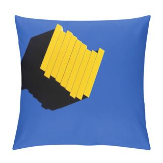 Personality  Top View Of Colored Yellow Blocks On Blue Background, Ukrainian Concept Pillow Covers