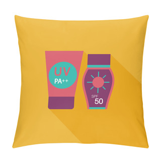 Personality  Sunscreen Flat Icon With Long Shadow Pillow Covers