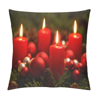 Personality  Advent Wreath With 4 Burning Candles Pillow Covers