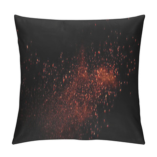 Personality  Red Colorful Holi Paint Explosion On Black Background, Panoramic Shot Pillow Covers