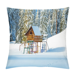 Personality  Game Childrens Complex In Beautiful Mountain Snowy Landscape. Pillow Covers