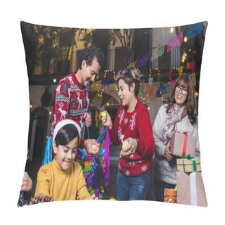 Personality  Mexican Posada, Hispanic Family Singing Carols In Christmas Celebration In Mexico Latin America Pillow Covers