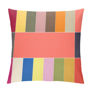 Personality  Color Of The Year 2019: Living Coral And Other Fashionable Trend And Neutrals Colors Of Spring-summer 2019 Season From New York And London Fashion Weeks. Texture Of Colored Paper. Photo Collage Pillow Covers