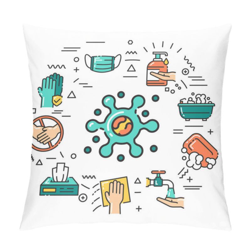 Personality  Web Banner. Infographics With Linear Icons On White Background. Creative Idea Concept. Isolated Outline Color Illustration Pillow Covers