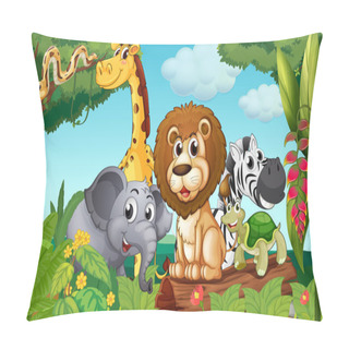Personality  A Forest With A Group Of Animals Pillow Covers