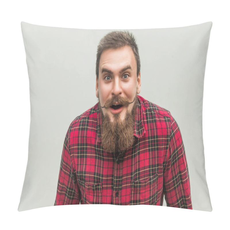 Personality  What!? No way! Surprised young adult man with opened mouth and big eyes pillow covers