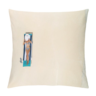 Personality  Aerial View Of Slim Woman Sunbathing Lying On A Beach Chair In M Pillow Covers