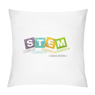 Personality  STEM Education Concept Logo. Science Technology Engineering Mathematics. Pillow Covers