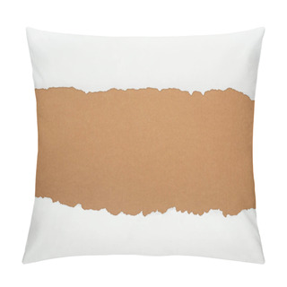 Personality  Ragged White Textured Paper With Copy Space On Brown Background  Pillow Covers