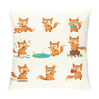 Personality  Fox Activities With Different Emotions. Pillow Covers