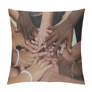 Personality  Many Hands Together: Group Of Joining Hands Pillow Covers