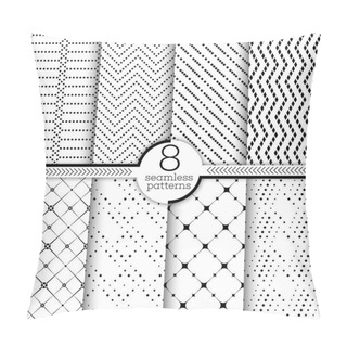 Personality  Set Of Vector Seamless Patterns. Classical Geometric Textures. Regularly Repeating Geometrical Wrapping Surfaces With Different Shapes, Rhombuses, Crosses, Zigzags, Dots Trendy Graphic Design. Pillow Covers