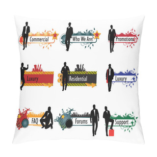 Personality  Website Template With Silhouettes Pillow Covers