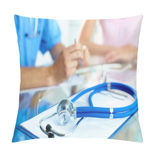 Personality  Stethoscope On Clipboard Pillow Covers