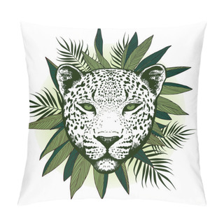 Personality  Graphical Leopard  With Palm Leaves Pillow Covers