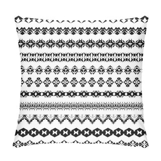 Personality  Vector Set Of Geometric Black Borders In Ethnic Style. Collection Of Pattern Brushes Inside Pillow Covers