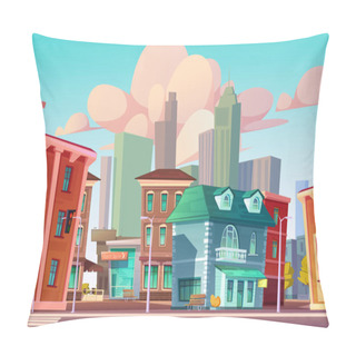 Personality  Urban Street Landscape With Cafe, Beauty Salon Pillow Covers