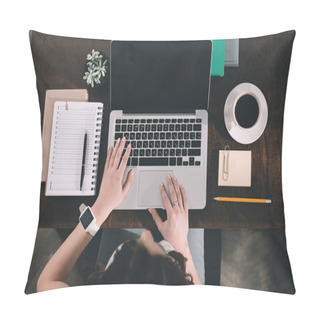 Personality  Woman Studying With Laptop Pillow Covers