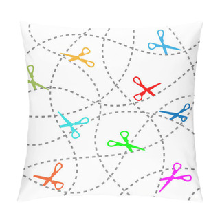 Personality  Coupon Scissors Cut Out Dotted Lines Background Pillow Covers