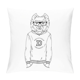 Personality  West Highland White Terrier Breed Hipster Illustration. Pillow Covers