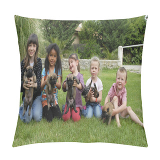 Personality  Children And Puppies Pillow Covers
