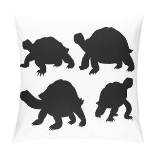 Personality  Sea Creatures And Reptiles Like Turtles, Silhouettes On A White Background. Tortoise Full Body Silhouette Collection. Wild Turtle Swimming In Different Positions. Beautiful Turtle Silhouette Bundle. Pillow Covers