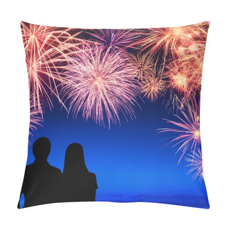 Personality  Couple Enjoying A Fireworks Display Pillow Covers
