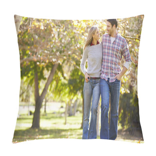 Personality  Romantic Couple Walking Through Autumn Woodland Pillow Covers