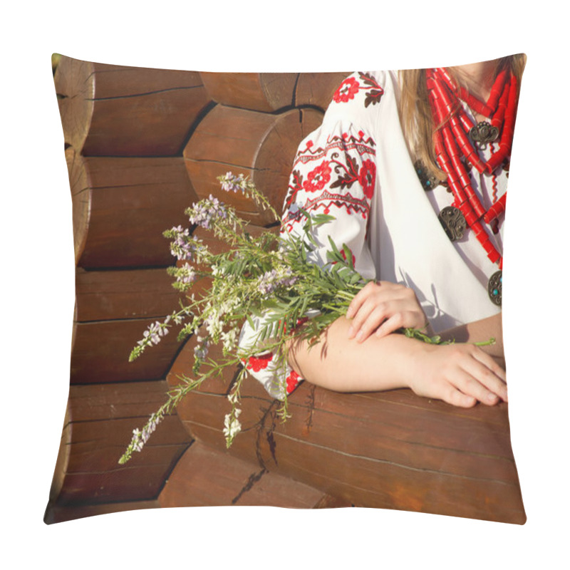 Personality  The girl in the Ukrainian national costume pillow covers