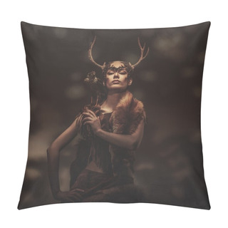 Personality  Woman Shaman In Ritual Garment With Hawk Pillow Covers