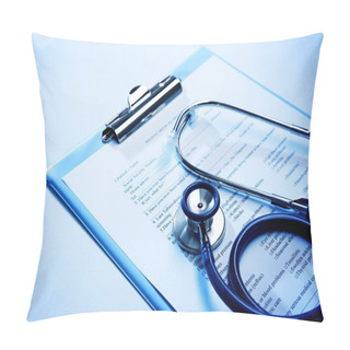 Personality  Stethoscope And Patient Medical History Pillow Covers