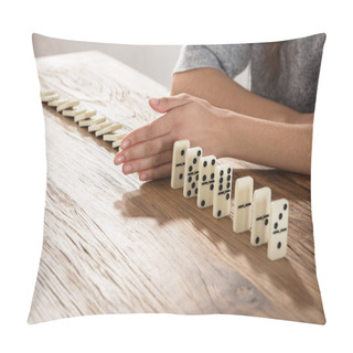 Personality  Businesswoman Supports Domino From Falling Pillow Covers